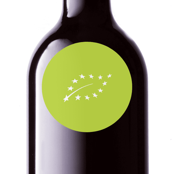 bouteille de vin avec logo bio